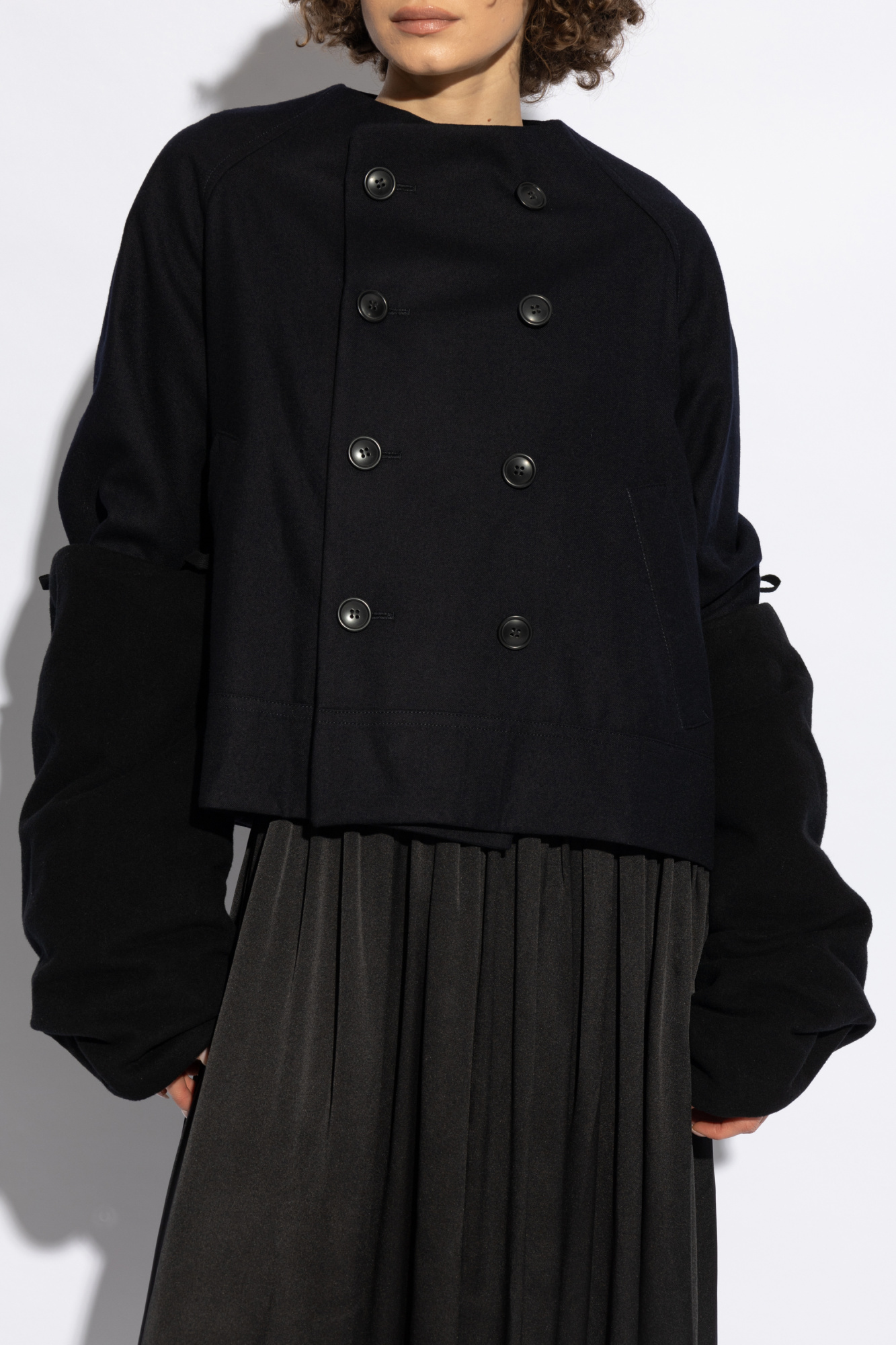 Navy blue Short jacket with detachable cuffs Yohji Yamamoto